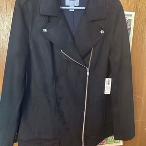 Old Navy black suede moto jacket 1x NWT. CLASSY!